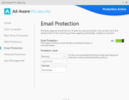 Showing the Ad-Aware Pro Security email protection module